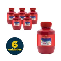 Tinta Guache Faber-Castell 250ml Vermelho com 06 Unidades