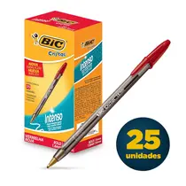 Caneta Esferográfica 1.6mm Bic Cristal Bold Vermelha Caixa com 25 Unidades