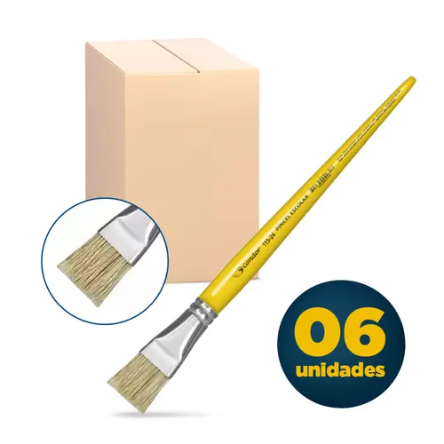 Pincel Pintura Chato Escolar Condor 115-24 com 06 Unidades