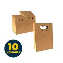 Sacola de Papel Kraft P 17,5cm X 09cm x 26cm Boca de Palhaço Natural