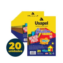 Papel Colorido Criativo 8 Cores 85g A4 32 Folhas com 20 Pacotes Usapel
