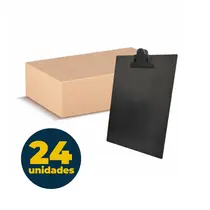 Prancheta Plástica A4 Carbrink Preta com 24 Unidades