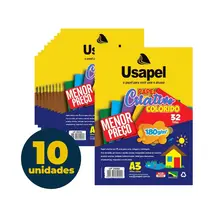 Papel Colorido Criativo 180g A3 297mmx420mm 32 Folhas 8 Cores Usapel com 10 Pacotes