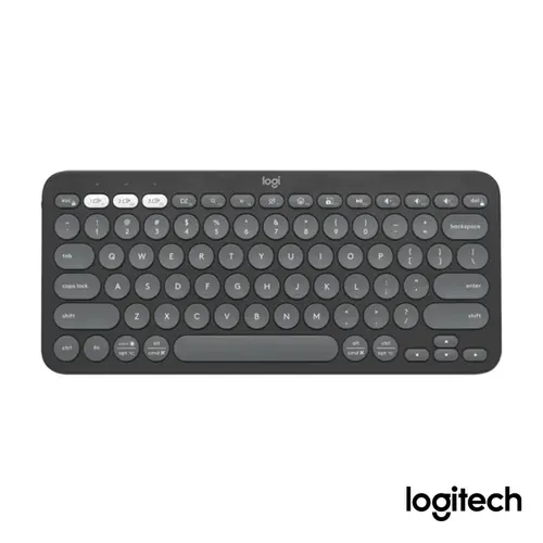 Teclado Sem Fio Logitech Pebble Keys 2 K380s Grafite, Conexão Bluetooth, Teclas SIlenciosas, Design Compacto e PIlhas Inclusas