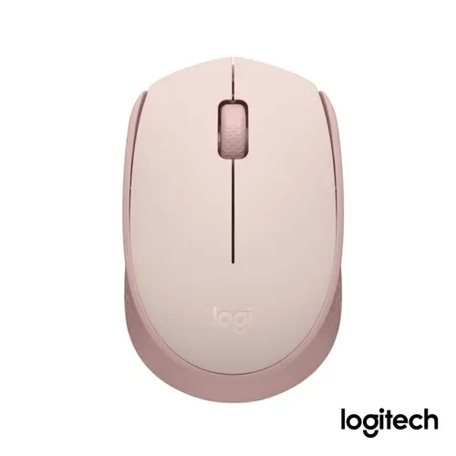 Mouse Sem Fio Logitech M170 Rosa, Design Ambidestro Compacto, 1000DPI, Conexão USB e Pilha Inclusa