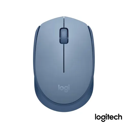 Mouse Sem Fio Logitech M170 Azul Claro, Design Ambidestro Compacto, 1000DPI, Conexão USB e Pilha Inclusa