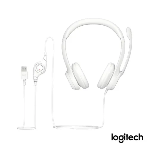 Fone de Ouvido Headset USB com Microfone Logitech H390 Branco