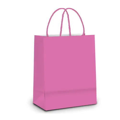 Sacola Papel Presente P 21,5cmX15cmX8cm Cromus Rosa Médio com 10 unidades