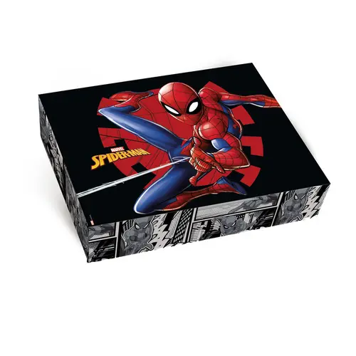 Caixa Presente Retangular com Tampa e Fundo P 17cmX4,5cmX13,5cm Cromus Spider Man Preta com 10 Unidades