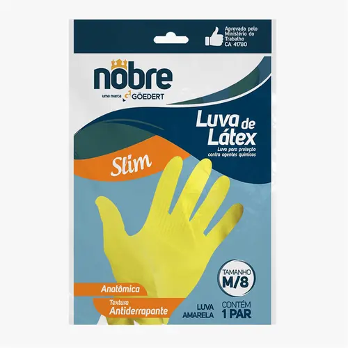 Luva Latex Forrada M Amarela Slim Par