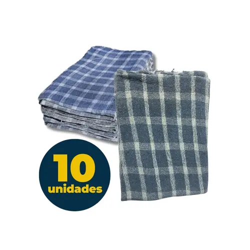 Pano Alvejado Xadrez 43cmX68cm Grande com 10 Unidades