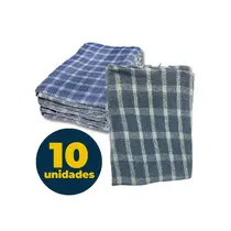 Pano Alvejado Xadrez 43cmX68cm Grande com 10 Unidades