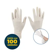 Luva Latex descartável Média Ambidestras com Pó 100 Unidades