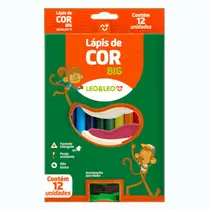 LAPIS COR JUMBO 12 CORES C/ APONTADOR LEO E LEO  6 EST