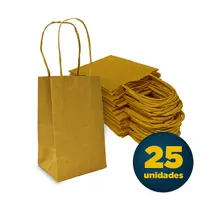 Sacola de Papel Kraft Mini 9,5cm X 7,5cm X 14,5cm Lisa Cor Amarela com 25 UN