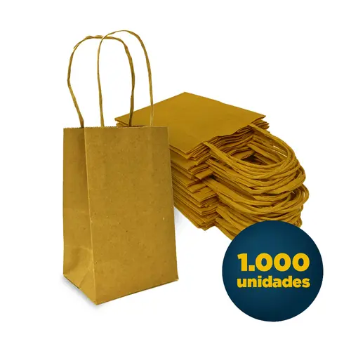 SACOLA PAPEL KRAFT MINI 9,5CMX7,5CMX14,5CM LISA COR AMARELA 1000 UN