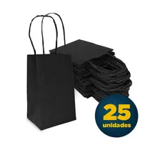 Sacola de Papel Kraft Mini 9,5cm X 7,5cm X 14,5cm Lisa Cor Preta