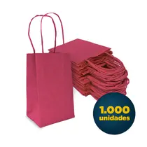 SACOLA PAPEL KRAFT MINI 9,5CMX7,5CMX14,5CM LISA COR ROSA PINK 1000 UN