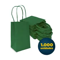 SACOLA PAPEL KRAFT MINI 9,5CMX7,5CMX14,5CM LISA COR VERDE 1000 UN