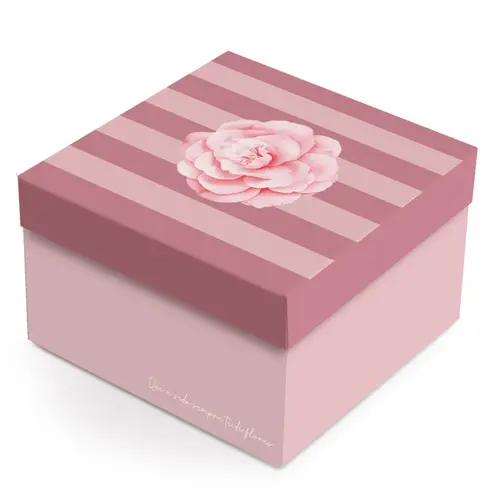 Caixa Presente Quadrada P 26cmX26cmX12cm Cromus Camélia com 10 Unidades