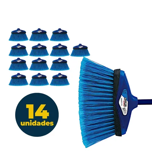 Vassoura com Cabo Multiuso Superpro Azul com 12 Unidades