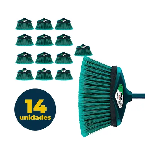 Vassoura com Cabo Multiuso Superpro Verde com 14 Unidades