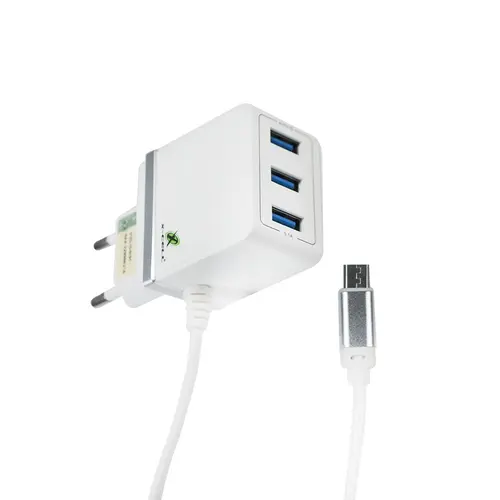 Carregador Parede 2 Saídas Micro USB Com Cabo 1,5M Branco X-Cell