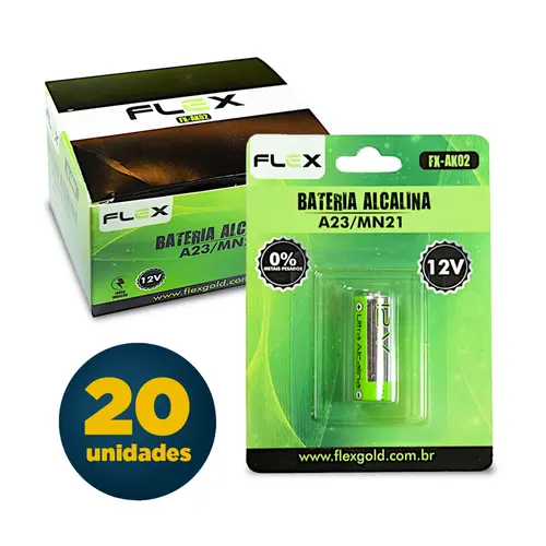 Bateria Alcalina A23 12V com 20 Cartelas