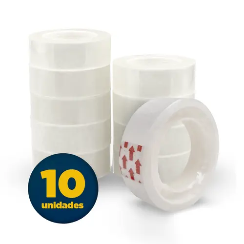 Fita Adesiva Transparente 12mm x 10m Com 10 Unidades