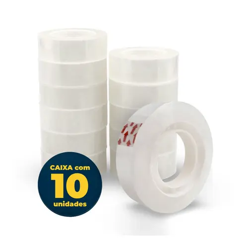Fita Adesiva Transparente 12mm x 30m Com 10 unidades