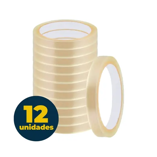 Fita Adesiva Transparente 12mm x 40m Com 12 Unidades