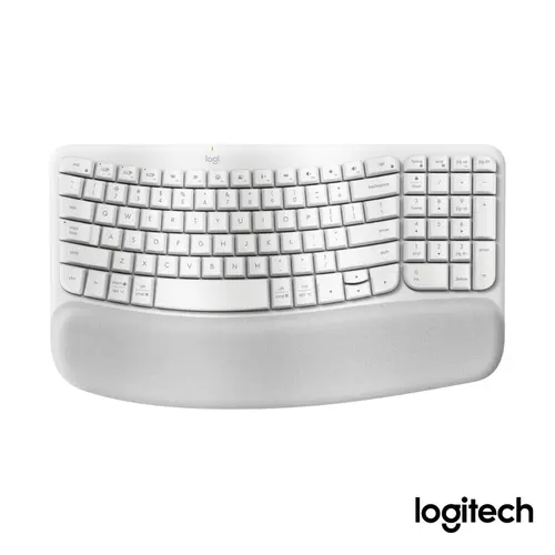 Teclado Sem Fio Logitech Wave Keys Branco, Bluetooth, Ergonômico, Com Design Ondulado