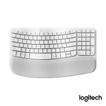 Teclado Sem Fio Logitech Wave Keys Branco, Bluetooth, Ergonômico, Com Design Ondulado