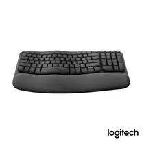 Teclado Sem Fio Logitech Wave Keys Grafite, Design Ondulado, Ergonômico, Conexão USB e Bluetooth