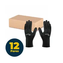 Luva Tátil Nylon Palma Revestida 12 Pares Grande Preta