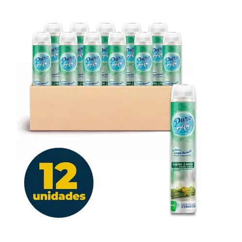 Neutralizador de Odores 250ml Puro Ar Capim Limão com 12 Unidades