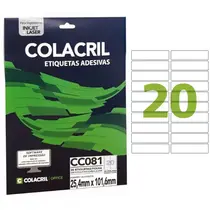ETIQUETA CARTA 010 FL CC081 25,4X101,6MM 20 ET FL 10 CTL