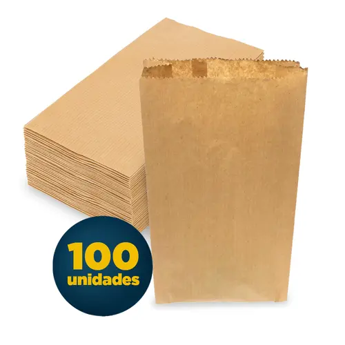Saco de Papel Kraft 43cm X 22cm Sanfona 100 Unidades