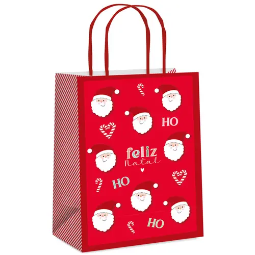 Sacola Papel Presente G 32cmx26,5cmAx13cm Cromus Natal Joyful com 10 Unidades