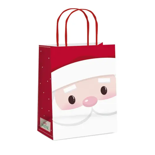 Sacola Papel Presente M 26cmx19,5cmx9,5cm Cromus Natal Nicolau com 10 Unidades