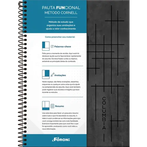 CADERNO FUNCIONAL CD ESP 80FL 200MMX275MM FORONI COLUMBIA 4 UN