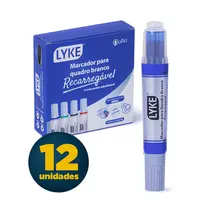Marcador Para Quadro Branco Recarregável Azul com 12 Unidades