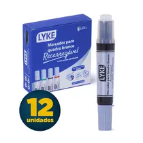 Marcador para Quadro Branco Recarregável Lyke Preto com 12 Unidades
