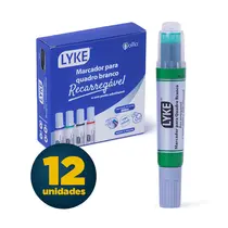 Marcador para Quadro Branco Recarregável Lyke Verde com 12 Unidades