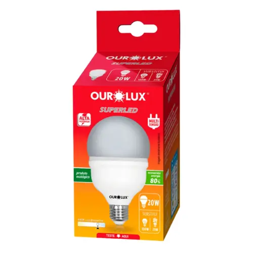 Lâmpada de Alta Potência T 20W Branca Fria 6500K Superled Ourolux