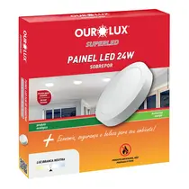 Luminária Plafon Sobrepor Redondo  24W Ourolux Superled 4000K Led Branca Fria