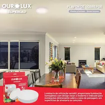 Luminária Plafon Sobrepor Redondo  24W Ourolux Superled 4000K Led Branca Fria