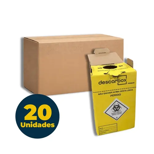 Caixa Coletora de Material Perfurocortante 3 Litros Premium Descarbox com 20 Unidades