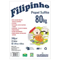 Bloco Escolar Sulfite A3 29,7cm X 42cm 240G 25 Folhas Branco Filipinho