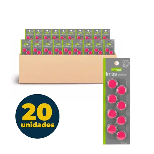 Imã Magnético 20mm Blister com 08 Unidades Rosa com 20 Cartela